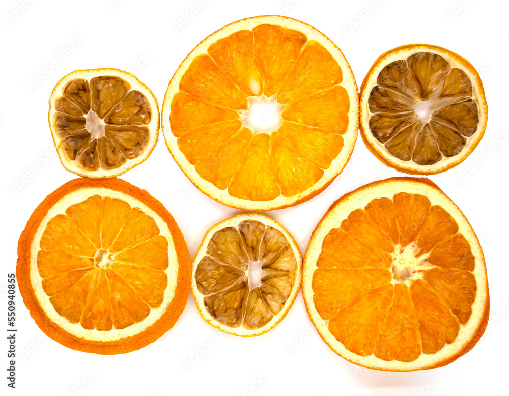 Dried orange and lemon slices. Dried orange and lemon slices.