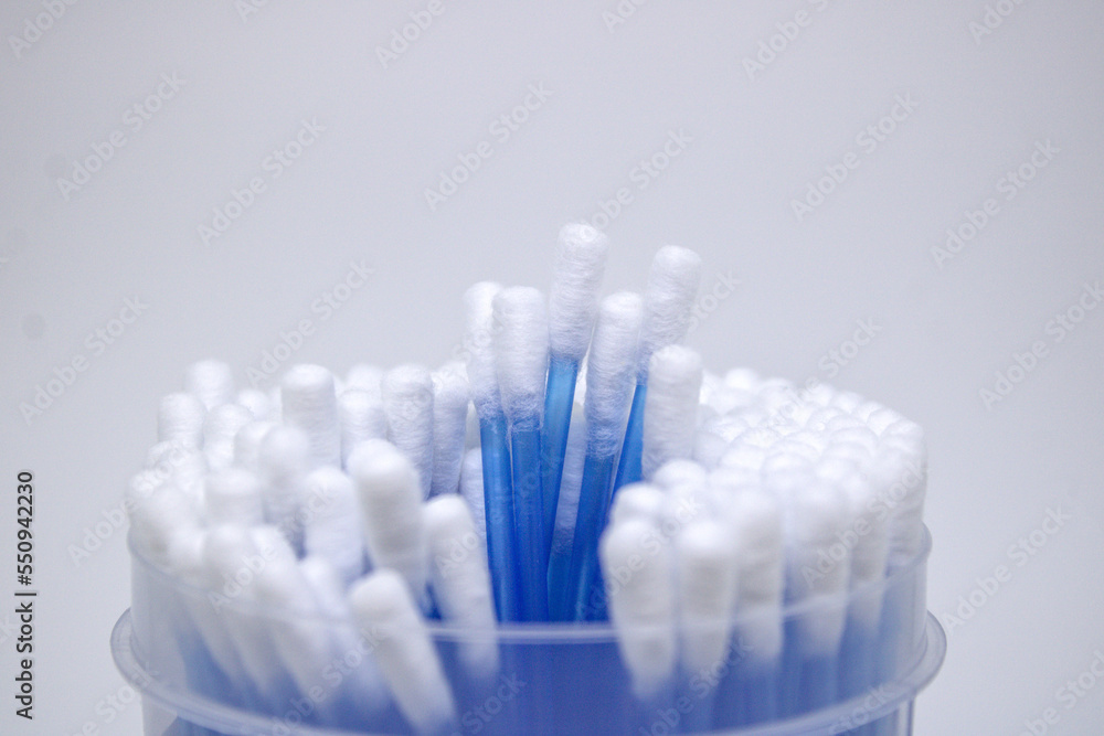 Soft flexible cotton swabs in blue color Soft flexible cotton swabs in blue color