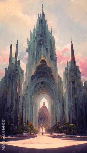 Large grand ancient cathedral, fantasy world