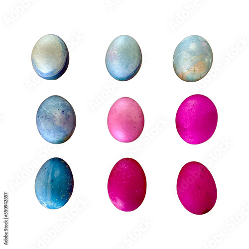 set of different colored easter eggs