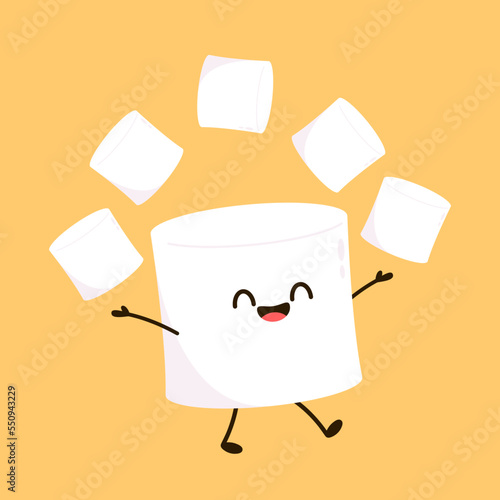 Marshmallow cartoon. marshmallow character design. Marshmallow vector.