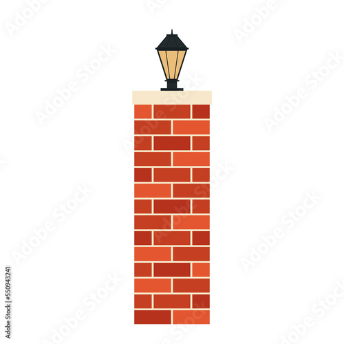 Pillar of bricks. Brick pillar vector. wallpaper. Brick pillar on white background.