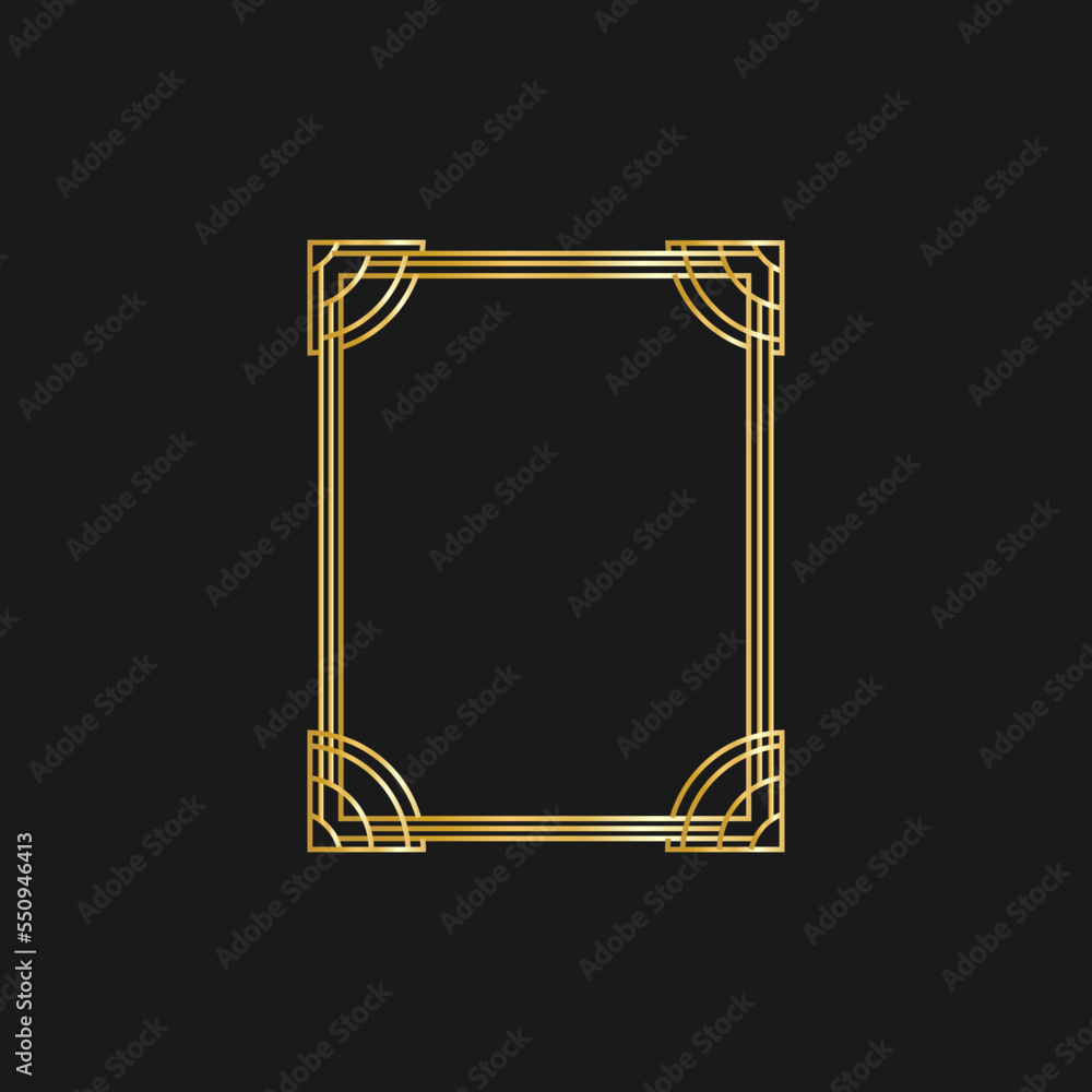 Art deco golden frames decorations, Golden art deco ornaments, retro geometric ornamental frame - classic luxurious gold frames, wedding invitation, celebration event Art deco golden frames decorations, Golden art deco ornaments, retro geometric ornamental frame - classic luxurious gold frames, wedding invitation, celebration event