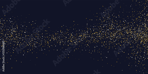 Vector illustration. Gold glitter particles on a dark background.