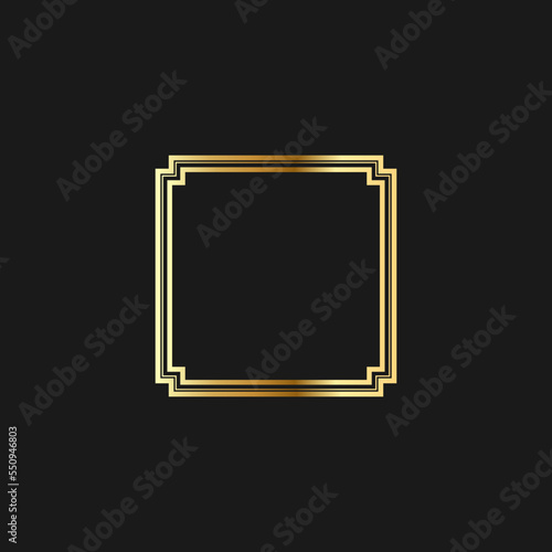 Art deco golden frames decorations, Golden art deco ornaments, retro geometric ornamental frame - classic luxurious gold frames, wedding invitation, celebration event