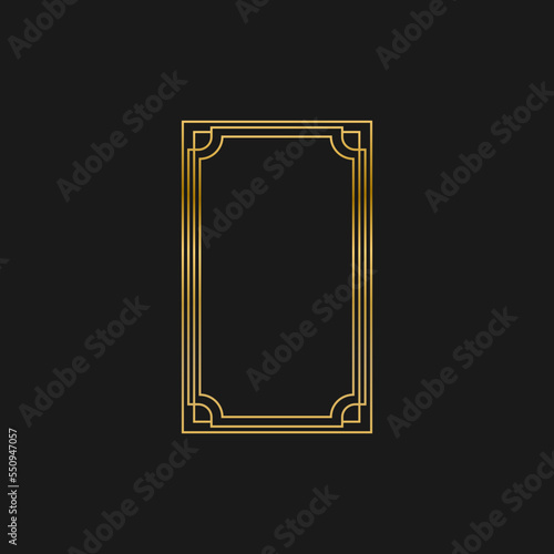 Art deco golden frames decorations, Golden art deco ornaments, retro geometric ornamental frame - classic luxurious gold frames, wedding invitation, celebration event