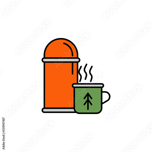 tea, hot, travel, alpinist line icon on white background. Elements of mountaineering icon. Can be used for web, logo, mobile app, UI, UX