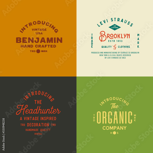 Vintage Badge Logo collection set Design - Vector Stamp bundle, old classic style illustration for apparel brand, restaurant, bistro, barber shop