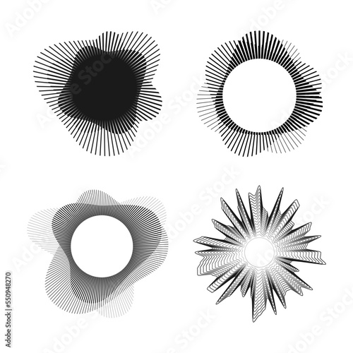 Sound Wave Logo Set Collection Bundle - Music waves note bass classic rock line tune song live pop dj electric tone part jazz radio play wave signal stream tech