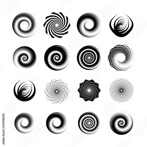 Vortex Spiral logo abstract circle shape - spiral motion twirl twist curve rotation spin whirlpool radial warp geometric shape for businesses - spinning circle