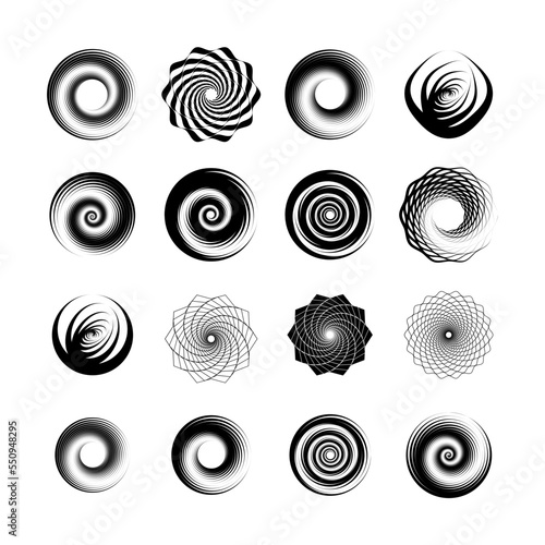 Vortex Spiral logo abstract circle shape - spiral motion twirl twist curve rotation spin whirlpool radial warp geometric shape for businesses - spinning circle