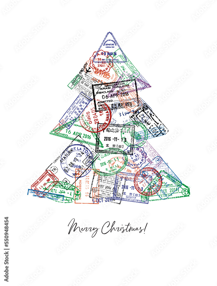 Passport stamp Christmas Tree poster