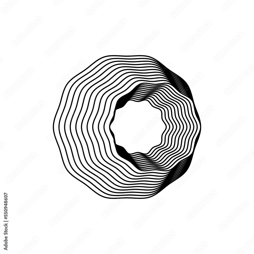 OpArt Optical Illusion Logo Abstract Design, Abstract art illustration with black and white stripes, pattern background