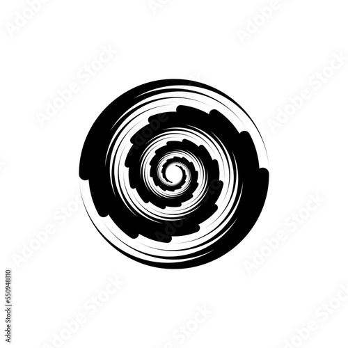 Vortex Spiral logo abstract circle shape - spiral motion twirl twist curve rotation spin whirlpool radial warp geometric shape for businesses - spinning circle