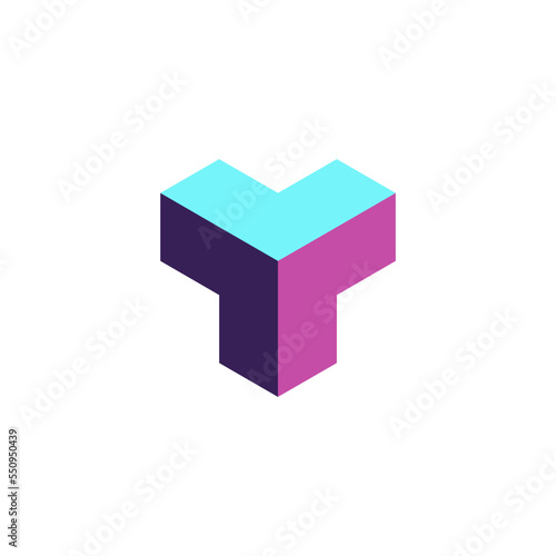 Isometric logo design - cube hexagon logotype geometric shape  abstract logo 3d tech corporate mark - technology finance real estate