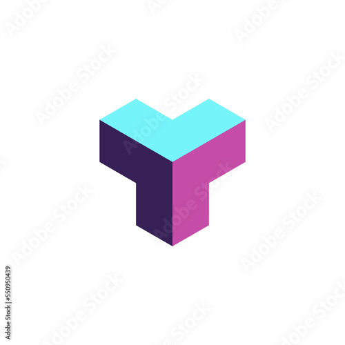 Isometric logo design - cube hexagon logotype geometric shape, abstract logo 3d tech corporate mark - technology finance real estate