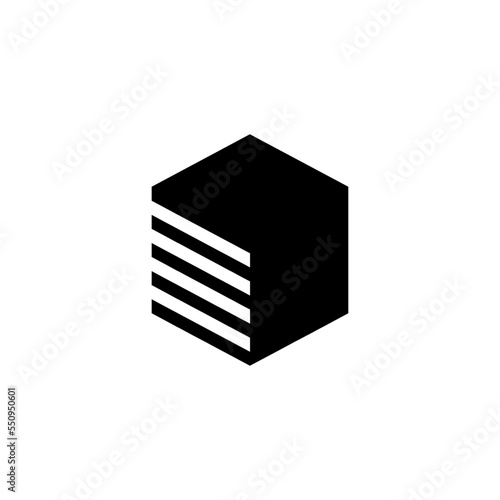 Square Cube Logo - block element perspective geometric abstract design vector line art geometry shape grid mosaic