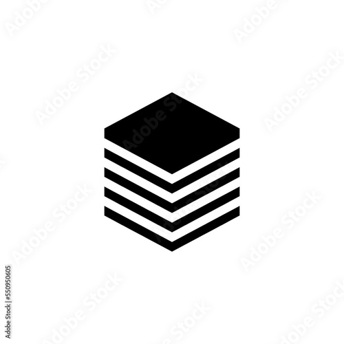 Square Cube Logo - block element perspective geometric abstract design vector line art geometry shape grid mosaic