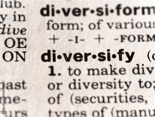 Closeup of the word diversify