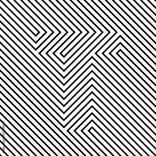 OpArt Optical Illusion Logo Abstract Design, Abstract art illustration with black and white stripes, pattern background