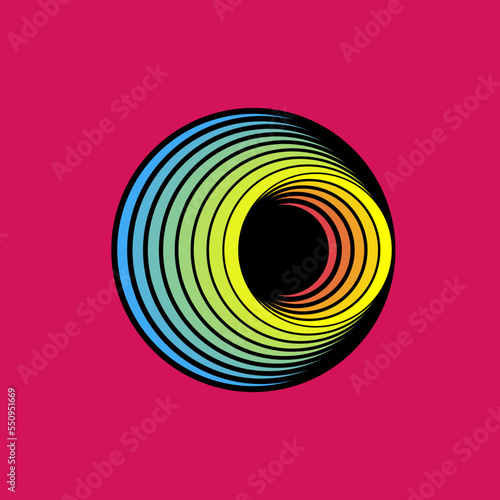 OpArt Optical Illusion Logo Abstract Design, Abstract art illustration with black and white stripes, pattern background