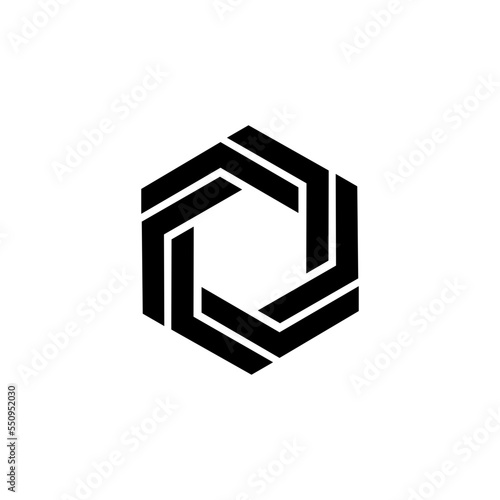 Hexagon Logo - element perspective geometric abstract design vector line art geometry shape grid mosaic finance business