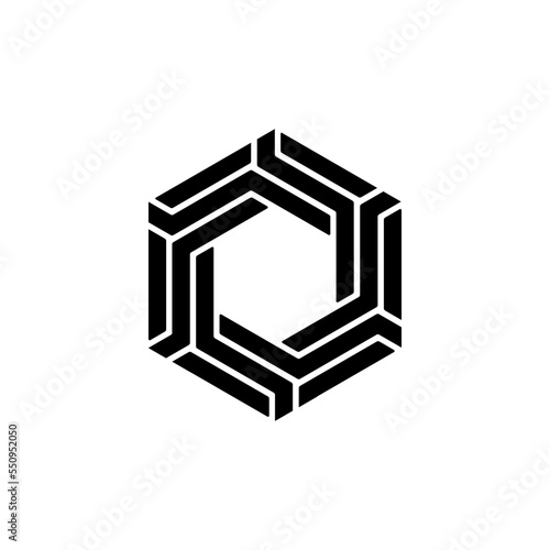 Hexagon Logo - element perspective geometric abstract design vector line art geometry shape grid mosaic finance business