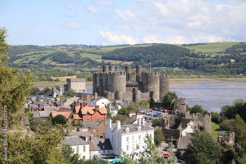 View to Conwy castle and Conwy, Wales United Kingdom