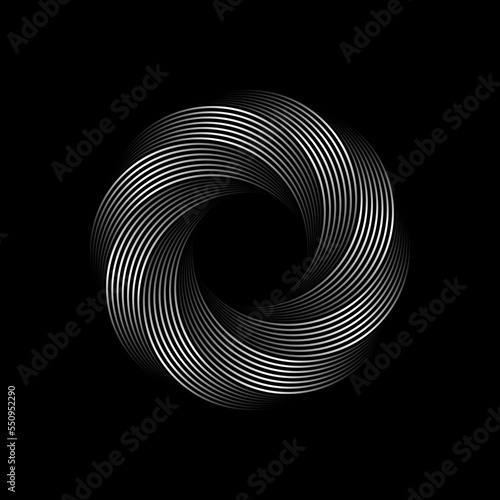 Vortex Circle logo abstract circle shape - spiral motion twirl twist curve rotation spin whirlpool radial warp geometric shape for businesses - spinning circle