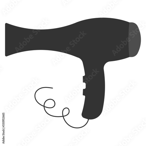 Hair dryer. Black vector icon