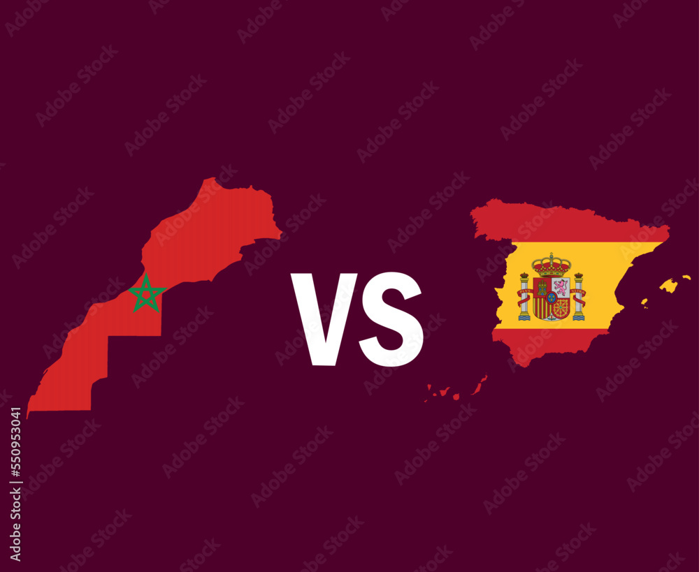 Obraz premium Morocco And Spain Map Symbol Design Europe And Africa football Final Vector Europen And African Countries Football Teams Illustration