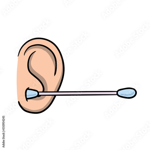 Cleaning the ears. Hygienic ear stick. Medical procedure. Hearing and health.