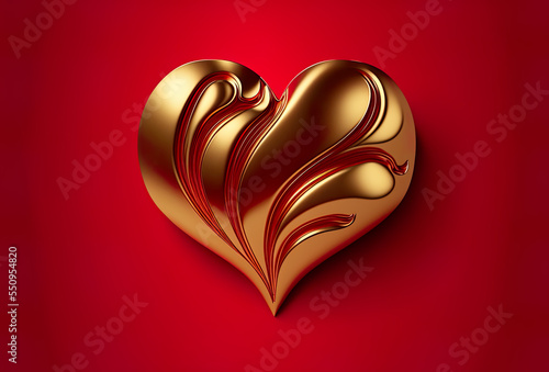 Gold heart, gold heart on red (and black) background, heart, love, valentine, romance, red, gold, light, valentines, passion, romantic, illustration, love, romance, red, wedding, Valentine, digital