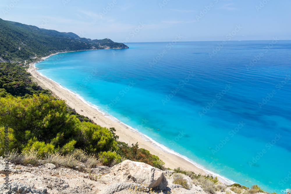 Amazing panoramic view of coastline of Lefkada, Greece