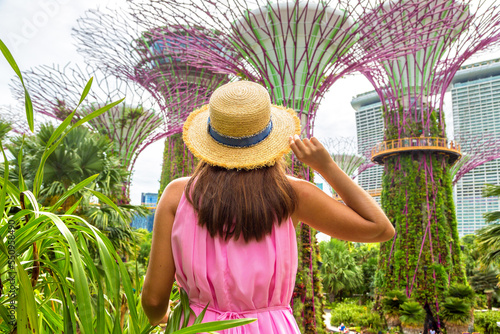 Woman traveler in Singapore