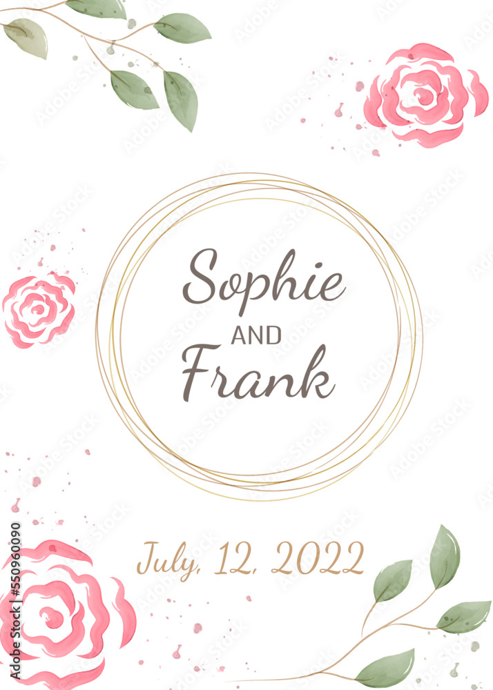 beautiful floral wreath wedding invitation card template aquarell