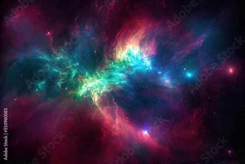 colorful space galaxy, supernova nebula background © Gbor