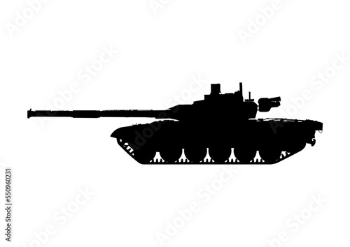 Silhouette of a modern tank. Vector.