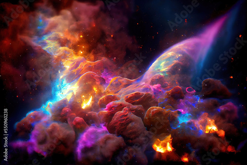 colorful space galaxy, supernova nebula background