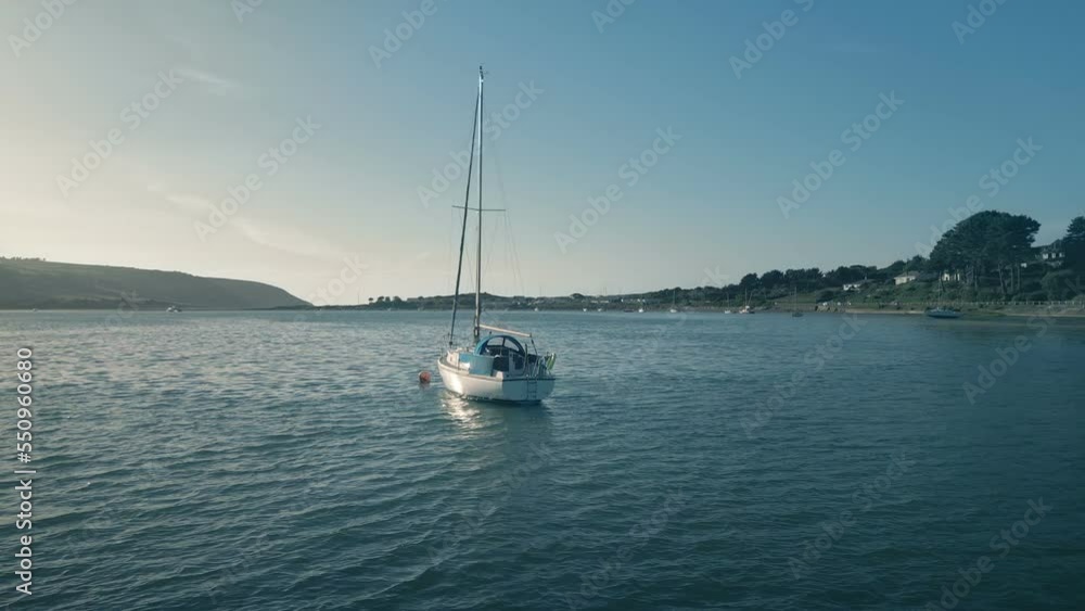 Circling A Boat In The Bay On Sunny Day Circling A Boat In The Bay On Sunny Day