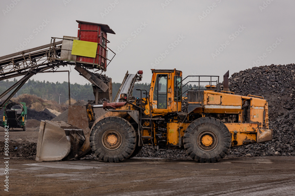 Old wheel loader with a big bucket Old wheel loader with a big bucket