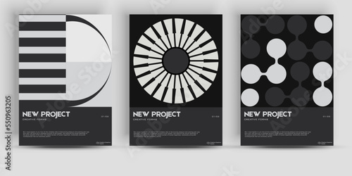 Bauhaus And Swiss Pattern Background. Graphic template made with bold typography and abstract geometric shapes, great for poster art, album cover prints.