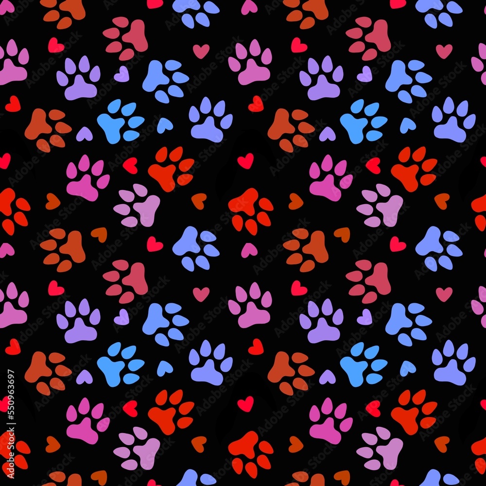 Cartoon animals seamless footprints dog cat pattern for wrapping paper and fabrics and linens and kids clothes Cartoon animals seamless footprints dog cat pattern for wrapping paper and fabrics and linens and kids clothes