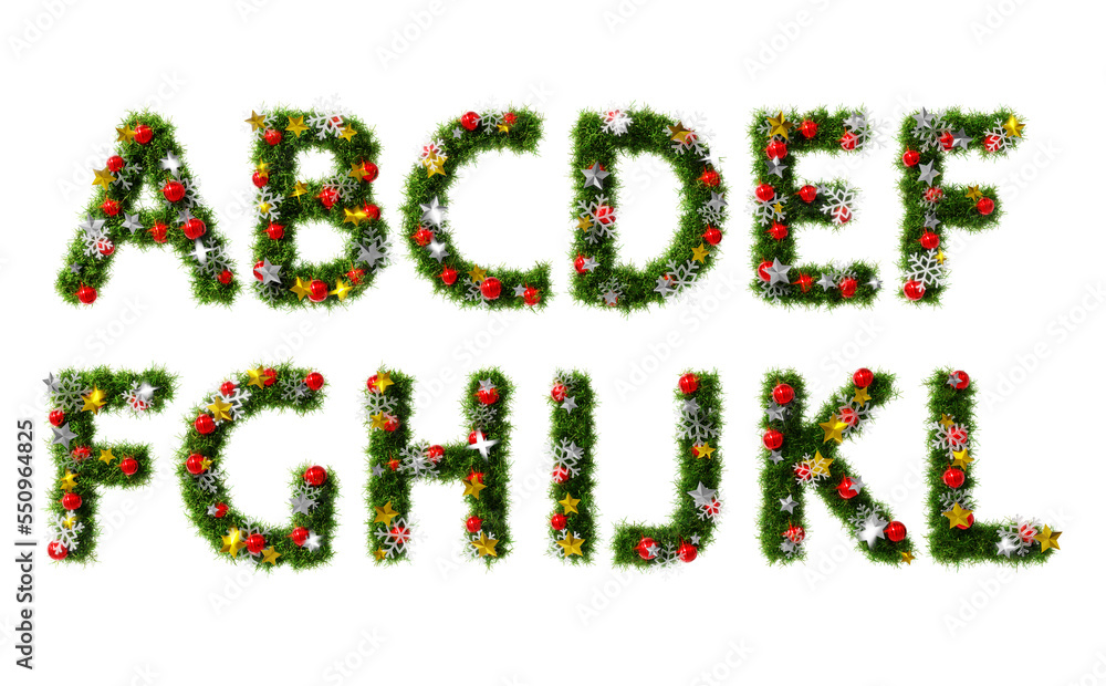 Beautiful christmas wreath like font set of upper case alphabet A to L ...