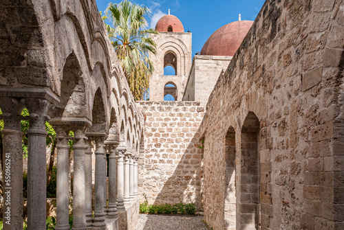 The cloister of the arab-norman church San Giovanni degli Eremiti in Palermo photo