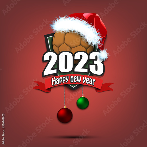 Happy New Year 2023 and handball ball