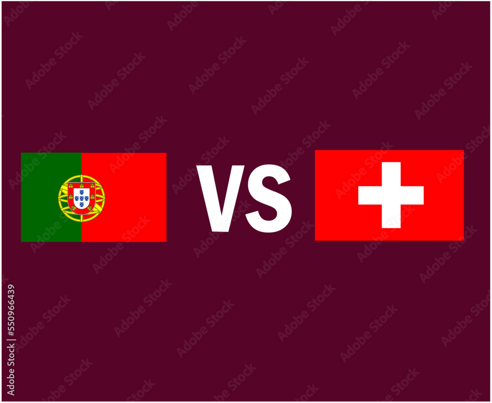 Portugal And Switzerland Flag Emblem Symbol Design Europe football Final Vector European Countries Football Teams Illustration