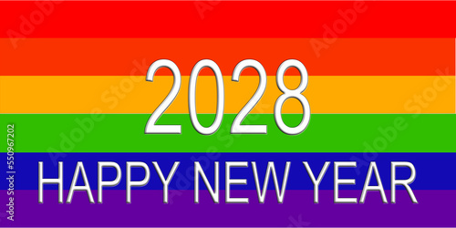 2028 happy new year colorful rainbow