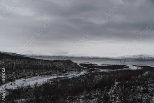 snowy mountains in Sweden in Abisko