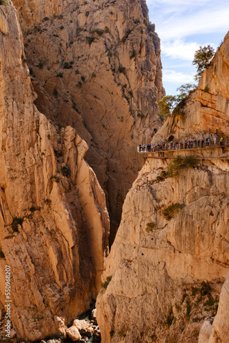 Caminito del Ray, The King's Path. A famous walkway along the steep walls of a narrow gorge in Spain. © David Fitzell